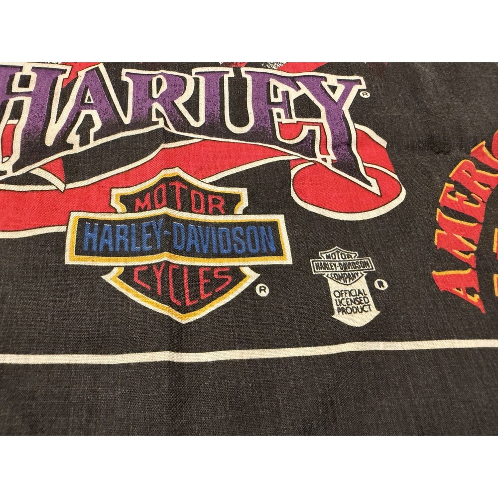 Vintage Harley-Davidson Bandana Handkerchief Flag USA Legend Purple Black USA